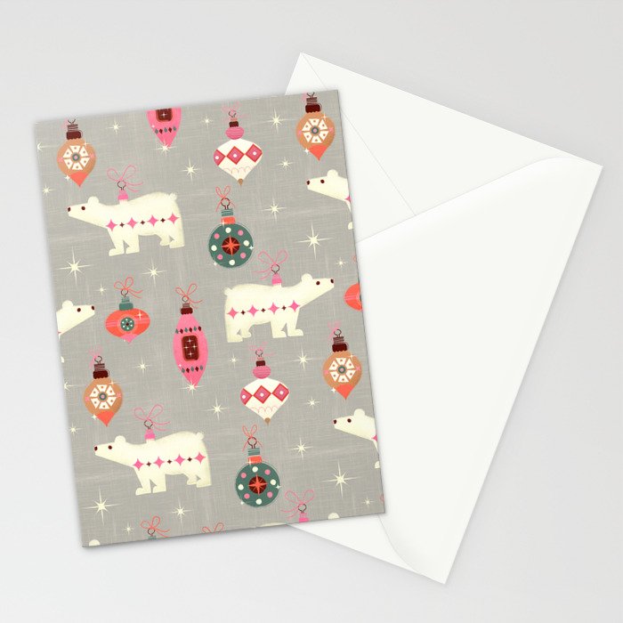 Festive Ornaments And Polar Bear Stationery Card Gallery Image 2