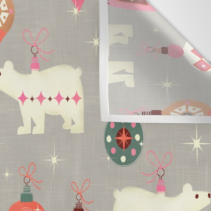 Festive Ornaments And Polar Bear Wall Tapestry Gallery Image 3