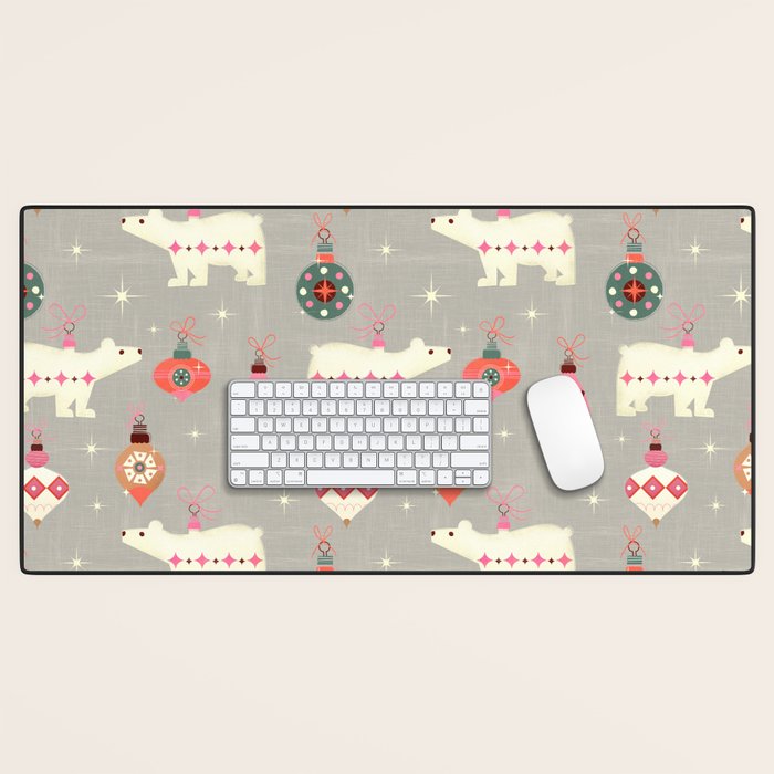 Festive Ornaments And Polar Bear Desk Mat Gallery Image 1