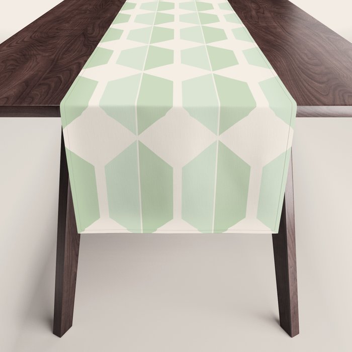 Hexagonal Pattern VI Soft Green Table Runner Gallery Image 1