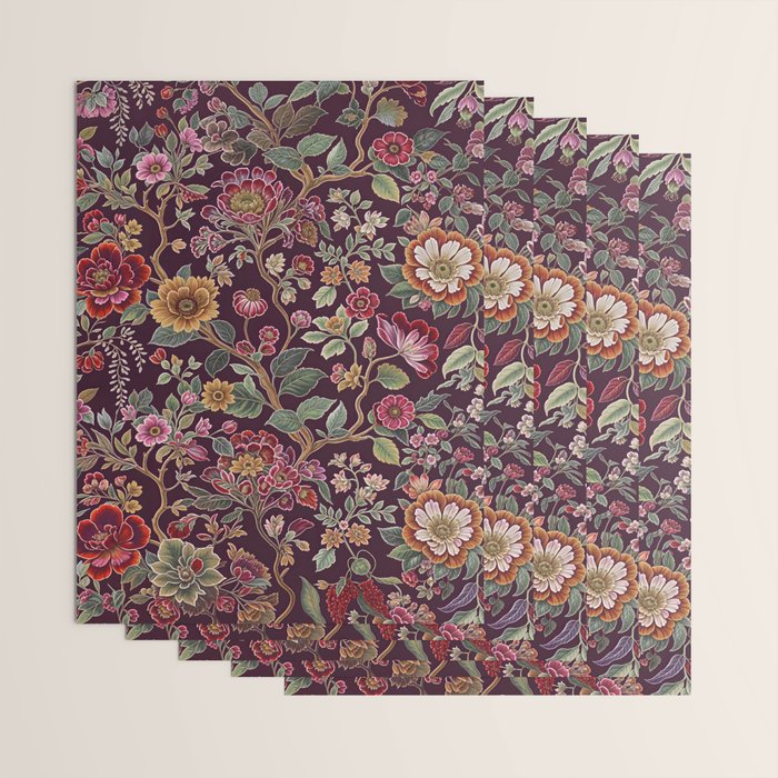 Casbah Magenta Burgundy Floral Wrapping Paper Gallery Image 3