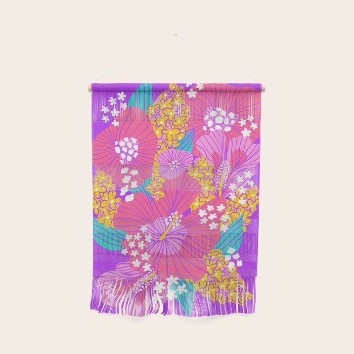 Bold Hibiscus Floral Hot Pink Summer Wall Hanging Gallery Image 1