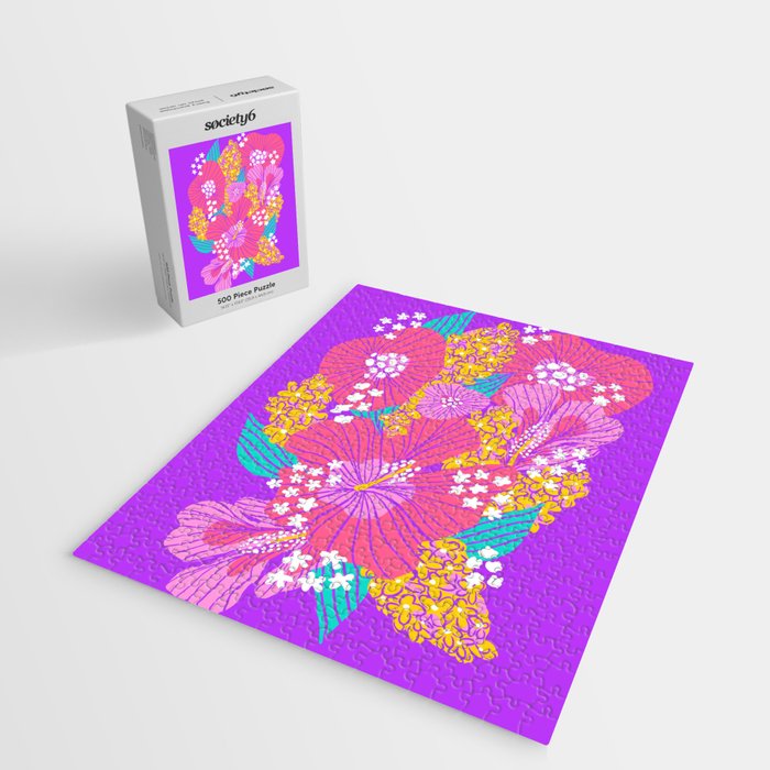 Bold Hibiscus Floral Hot Pink Summer Jigsaw Puzzle Gallery Image 2