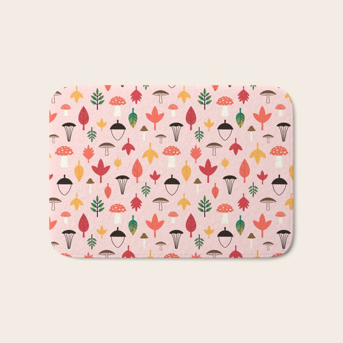 Foraged Mushrooms and Fall Acorns Bath Mat Gallery Image 1