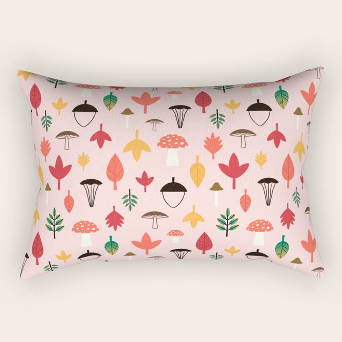 Foraged Mushrooms and Fall Acorns Rectangular Pillow Gallery Image 2