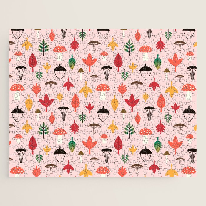 Foraged Mushrooms and Fall Acorns Jigsaw Puzzle Gallery Image 1
