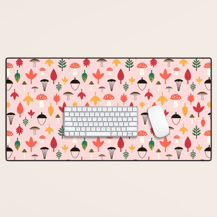 Foraged Mushrooms and Fall Acorns Desk Mat Gallery Image 1