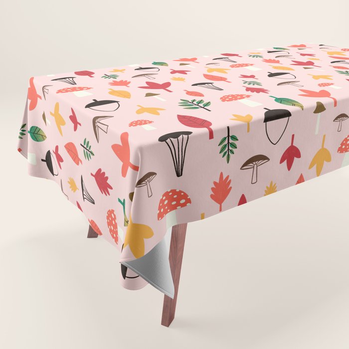Foraged Mushrooms and Fall Acorns Tablecloth Gallery Image 1