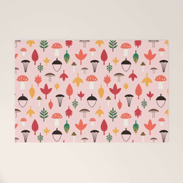 Foraged Mushrooms and Fall Acorns Welcome Mat Gallery Image 1