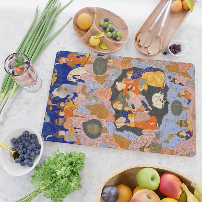 The Seven Sleepers of Ephesus Discovered by Alexander the Great, Folio from a Falnama (Book of Omens)  Cutting Board Gallery Image 2
