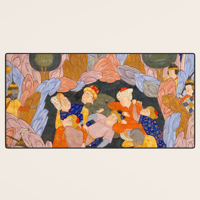The Seven Sleepers of Ephesus Discovered by Alexander the Great, Folio from a Falnama (Book of Omens)  Desk Mat Gallery Image 3