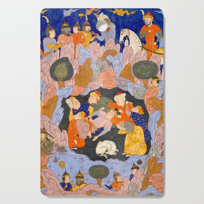 The Seven Sleepers of Ephesus Discovered by Alexander the Great, Folio from a Falnama (Book of Omens)  Cutting Board Gallery Image 1