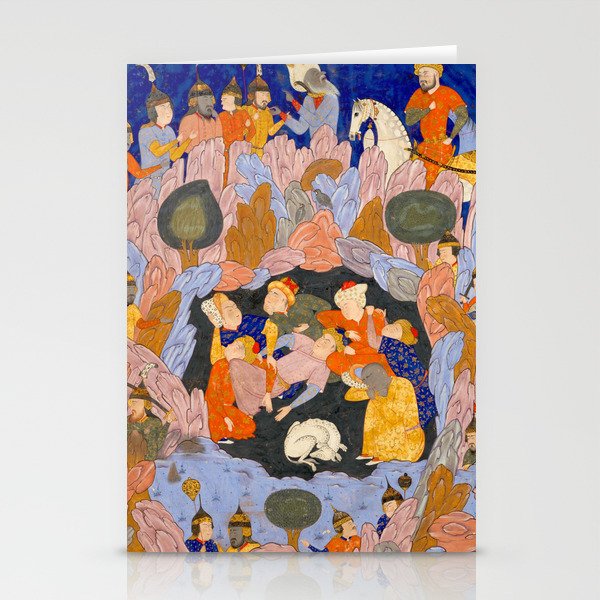 The Seven Sleepers of Ephesus Discovered by Alexander the Great, Folio from a Falnama (Book of Omens)  Stationery Card Gallery Image 2