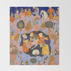 The Seven Sleepers of Ephesus Discovered by Alexander the Great, Folio from a Falnama (Book of Omens)  Throw Blanket Gallery Image 2
