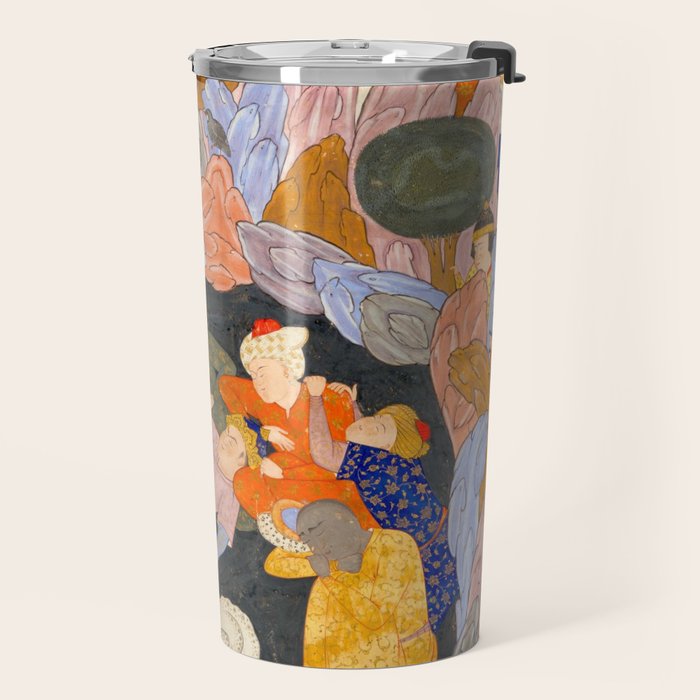 The Seven Sleepers of Ephesus Discovered by Alexander the Great, Folio from a Falnama (Book of Omens)  Travel Mug Gallery Image 2
