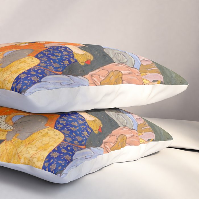 The Seven Sleepers of Ephesus Discovered by Alexander the Great, Folio from a Falnama (Book of Omens)  Pillow Sham Gallery Image 3