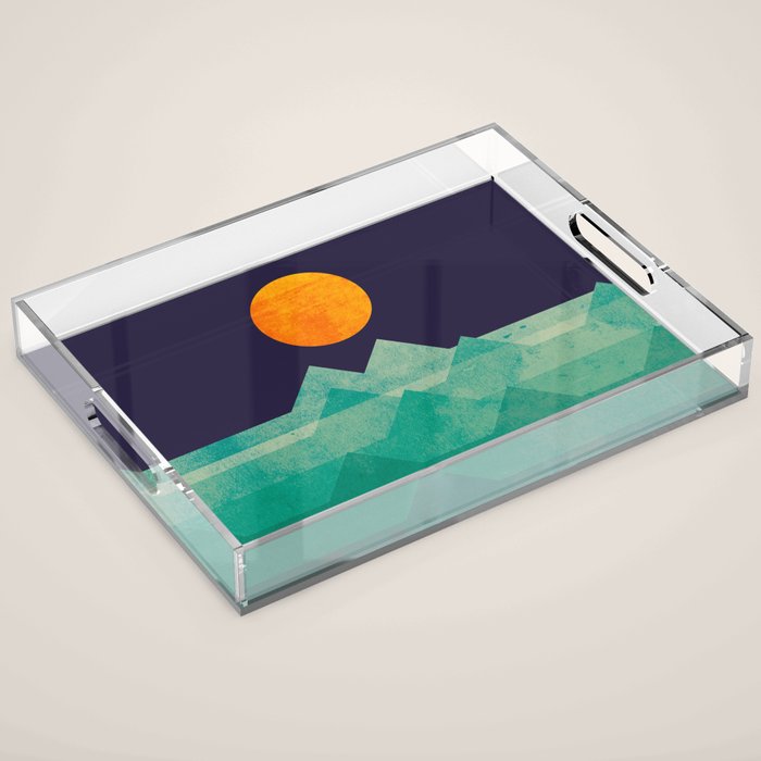The ocean, the sea, the wave - night scene Acrylic Tray Gallery Image 1