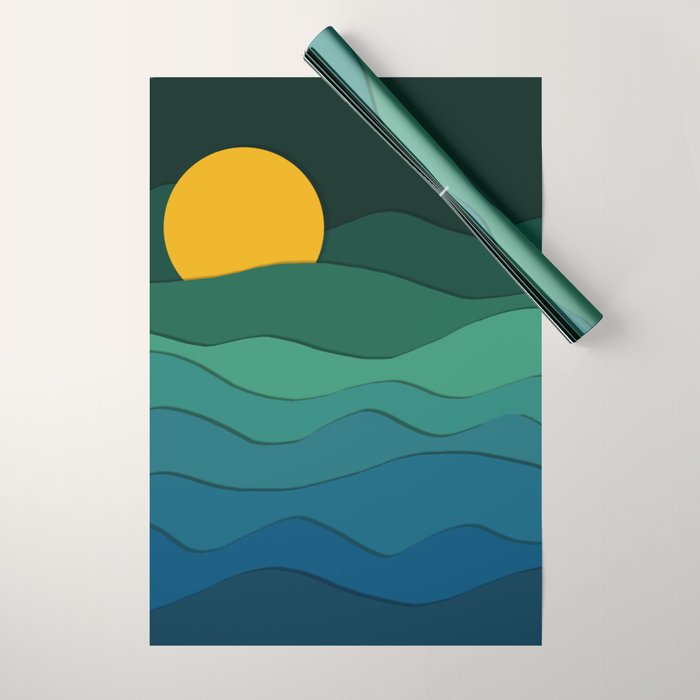paper moonlight ocean  Wrapping Paper Gallery Image 1