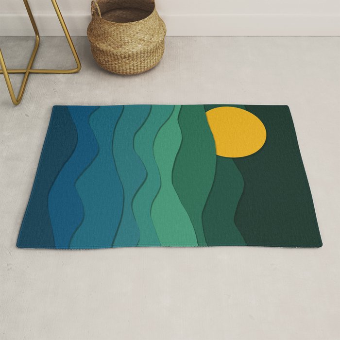 paper moonlight ocean  Rug Gallery Image 1