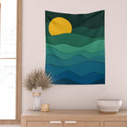 paper moonlight ocean  Wall Tapestry Gallery Image 2