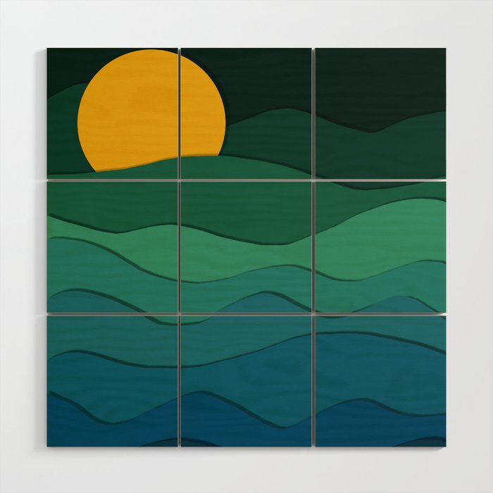 paper moonlight ocean  Wood Wall Art Gallery Image 1