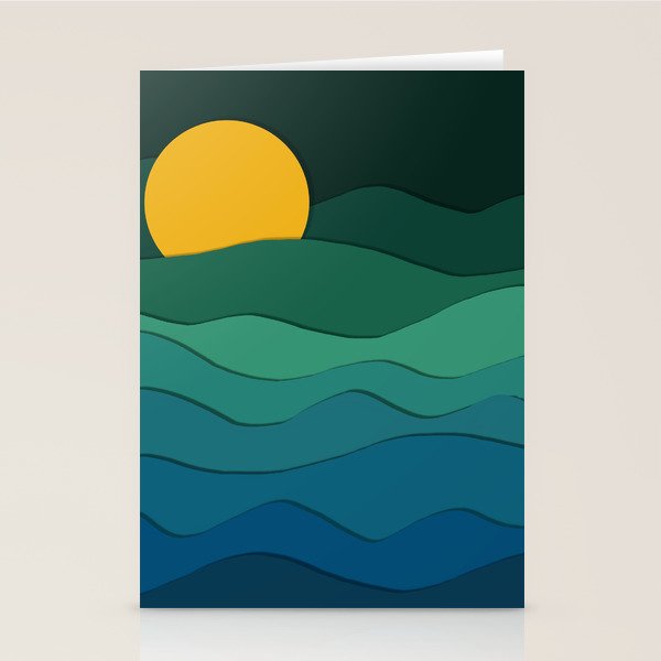paper moonlight ocean  Stationery Card Gallery Image 2
