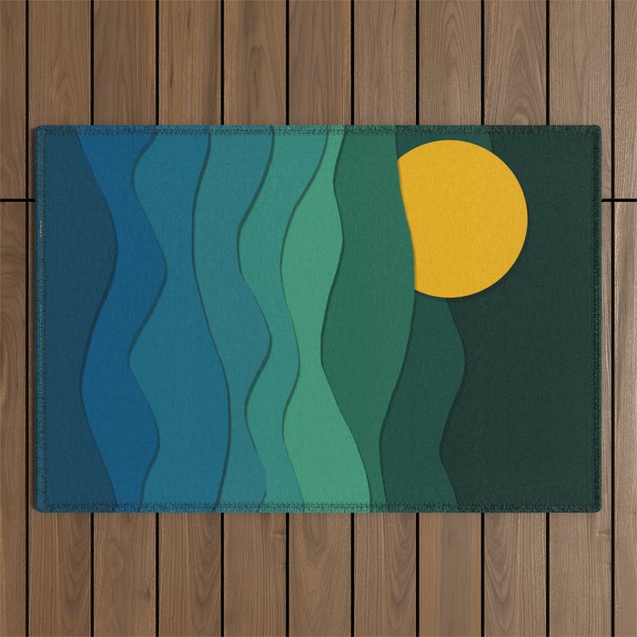 paper moonlight ocean  Outdoor Rug Gallery Image 1