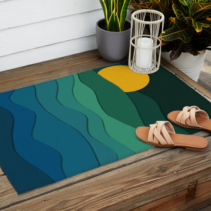 paper moonlight ocean  Outdoor Rug Gallery Image 2