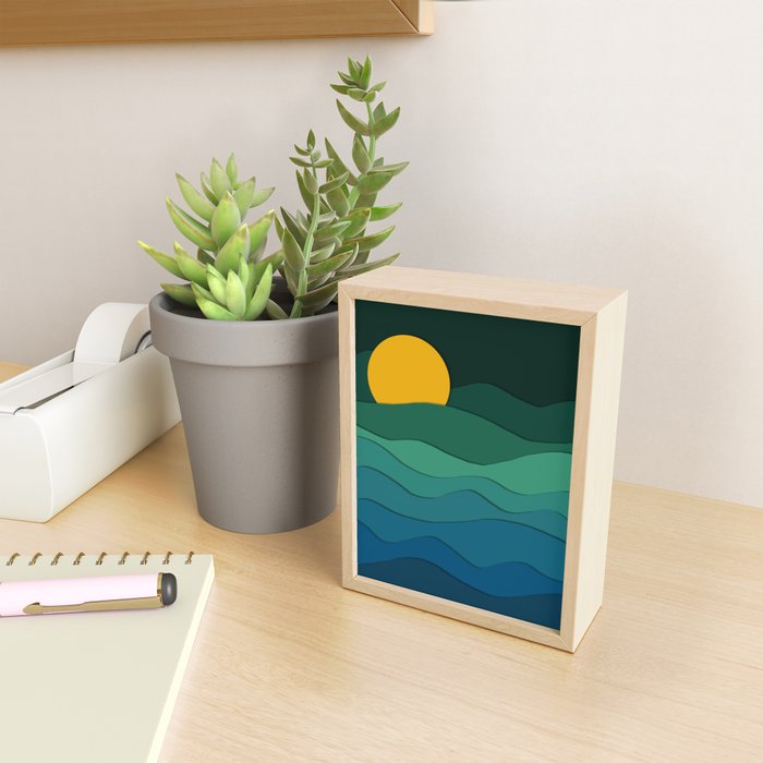 paper moonlight ocean  Mini Art Print Gallery Image 2