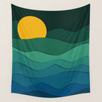 paper moonlight ocean  Wall Tapestry Gallery Image 4