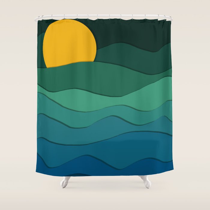 paper moonlight ocean  Shower Curtain Gallery Image 1