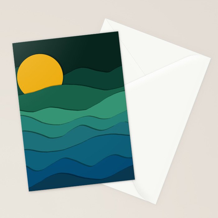paper moonlight ocean  Stationery Card Gallery Image 2