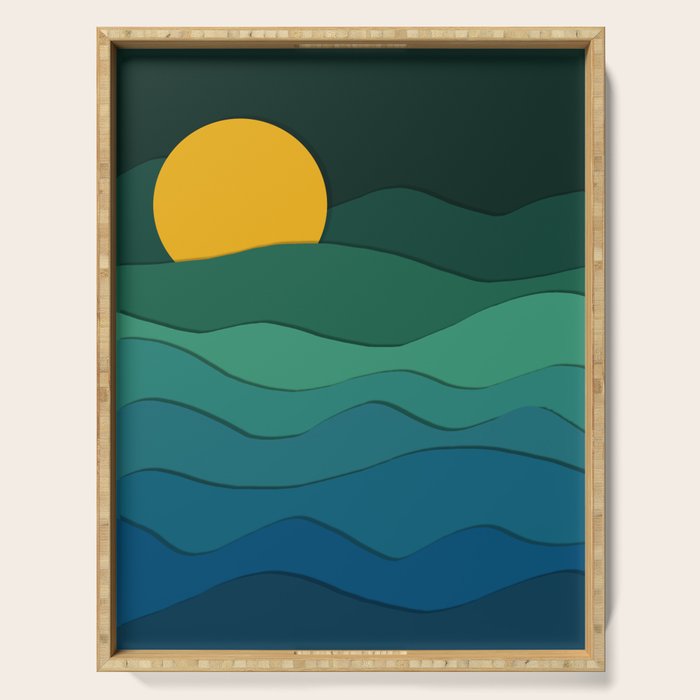 paper moonlight ocean  Serving Tray Gallery Image 1