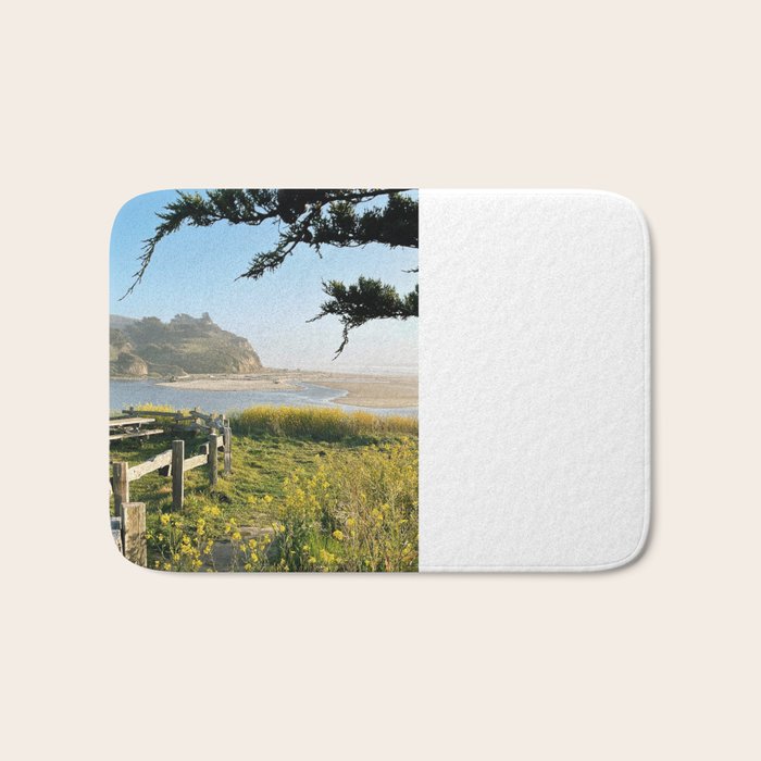 Coastal California Sunset With Wildflowers Bath Mat Gallery Image 1