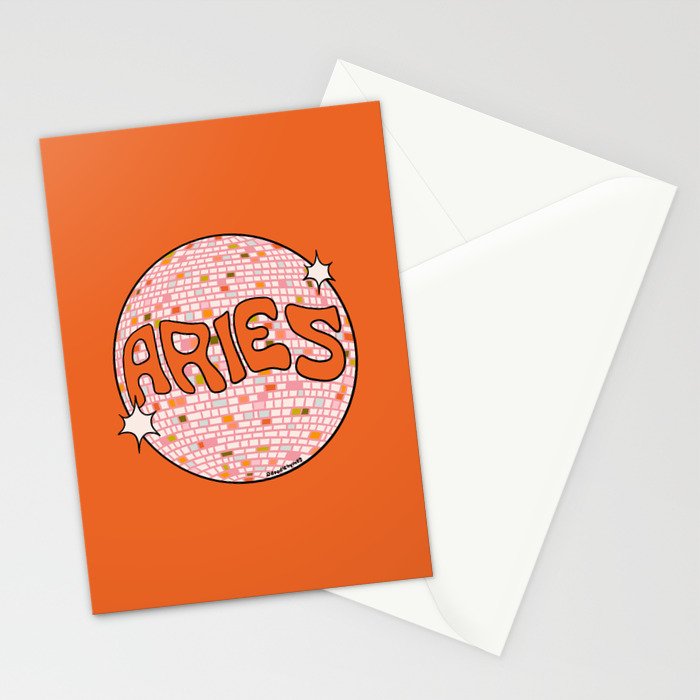 Aries Disco Ball Stationery Card Gallery Image 2