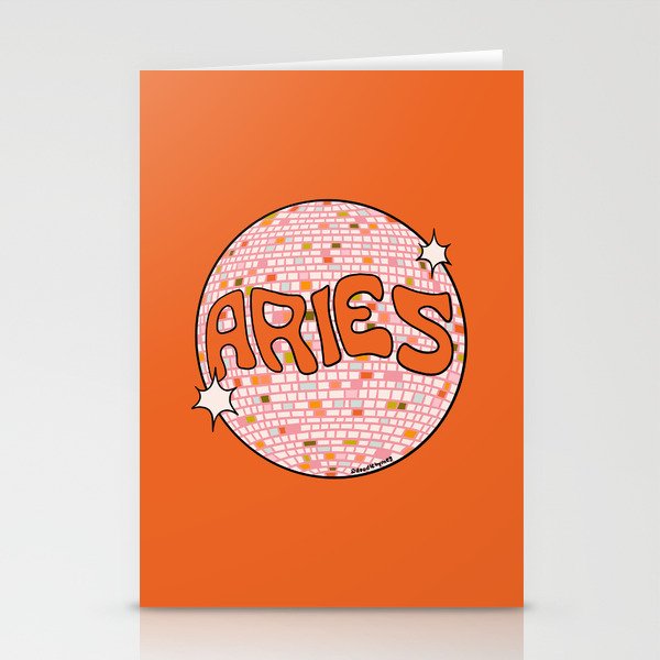 Aries Disco Ball Stationery Card Gallery Image 1
