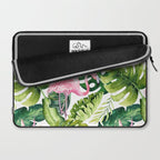 Flamingo Tropical, Colorful Tropical Jungle Monstera Painting, Watercolor Birds Banana Leaves Laptop Sleeve Gallery Image 2