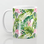 Flamingo Tropical, Colorful Tropical Jungle Monstera Painting, Watercolor Birds Banana Leaves Coffee Mug Gallery Image 3