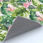 Flamingo Tropical, Colorful Tropical Jungle Monstera Painting, Watercolor Birds Banana Leaves Rug Gallery Image 4