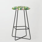 Flamingo Tropical, Colorful Tropical Jungle Monstera Painting, Watercolor Birds Banana Leaves Stool Gallery Image 1