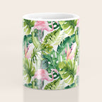 Flamingo Tropical, Colorful Tropical Jungle Monstera Painting, Watercolor Birds Banana Leaves Coffee Mug Gallery Image 4