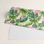 Flamingo Tropical, Colorful Tropical Jungle Monstera Painting, Watercolor Birds Banana Leaves Wrapping Paper Gallery Image 2