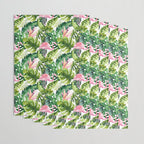 Flamingo Tropical, Colorful Tropical Jungle Monstera Painting, Watercolor Birds Banana Leaves Wrapping Paper Gallery Image 3