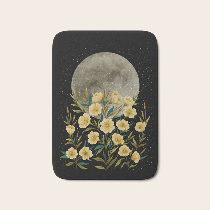 Moon Greeting- Yellow Evening Primrose Bath Mat Gallery Image 1