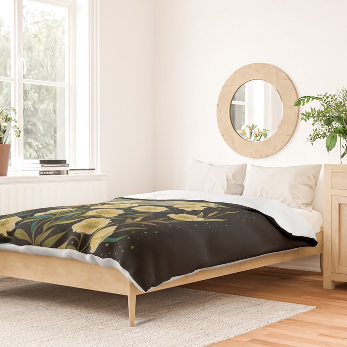 Moon Greeting- Yellow Evening Primrose Duvet Cover Gallery Image 2