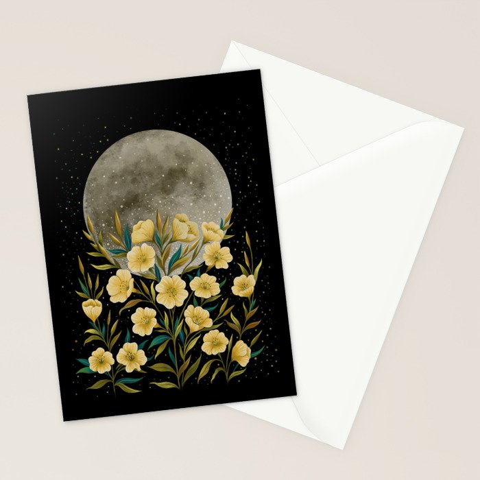 Moon Greeting- Yellow Evening Primrose Stationery Card Gallery Image 2