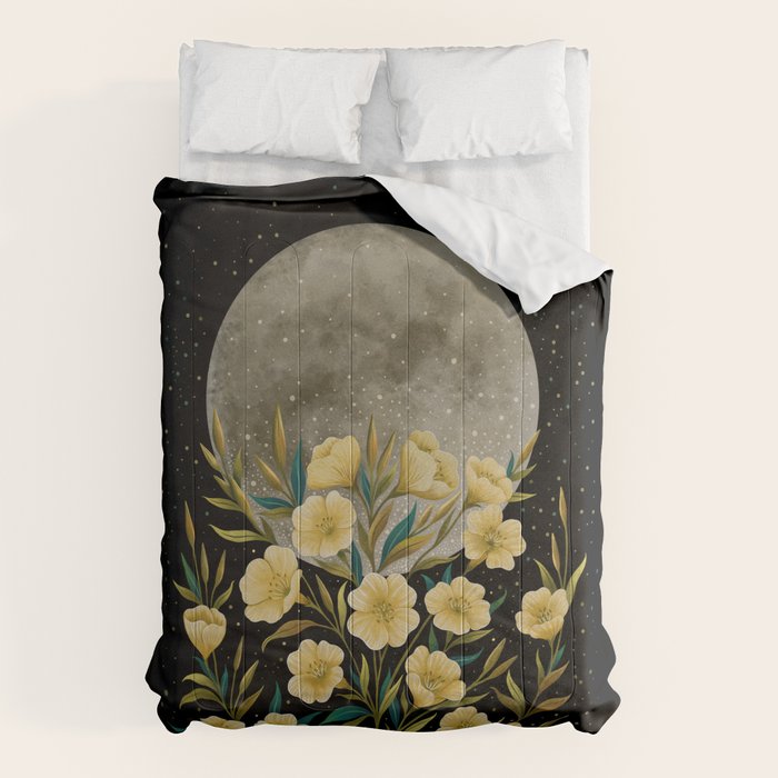Moon Greeting- Yellow Evening Primrose Comforter Gallery Image 1