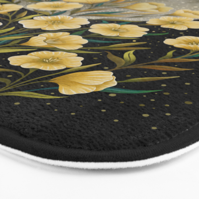 Moon Greeting- Yellow Evening Primrose Bath Mat Gallery Image 3