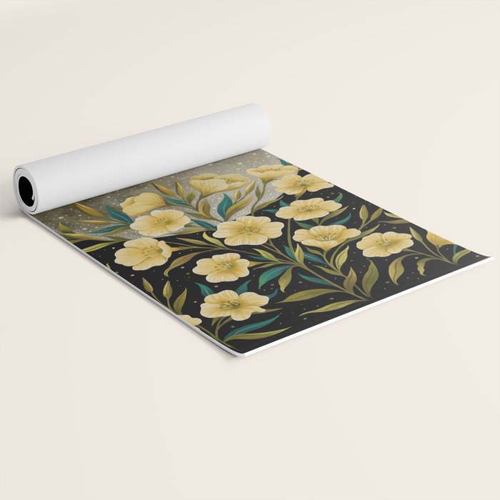 Moon Greeting- Yellow Evening Primrose Yoga Mat Gallery Image 2