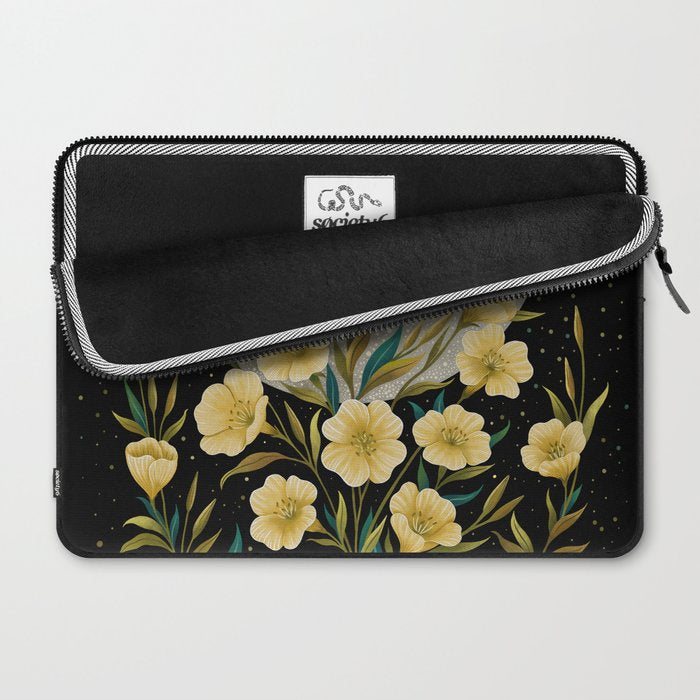 Moon Greeting- Yellow Evening Primrose Laptop Sleeve Gallery Image 2
